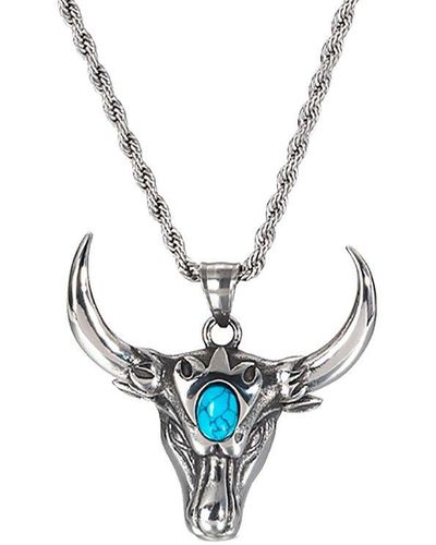 Eye Candy LA Luxe Collection Titanium Bull Horn Necklace - White