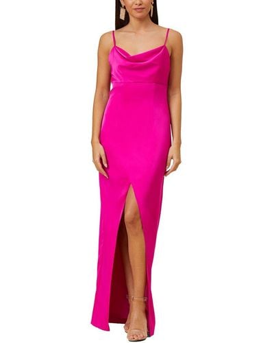 Aidan Mattox Satin Cowl Neck Evening Dress - Pink