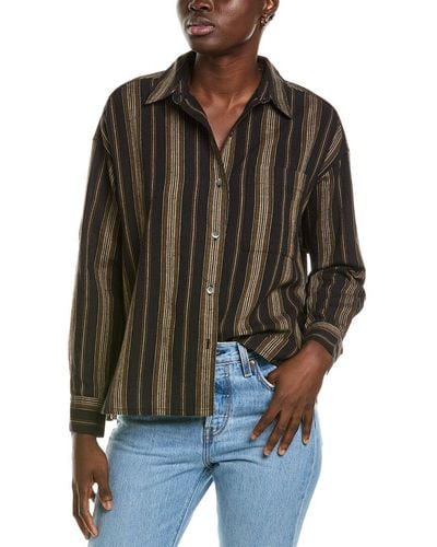 James Perse Relaxed Striped Linen-blend Shirt - Brown