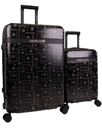 Roberto Cavalli Molded Monogram Luggage Set - Black