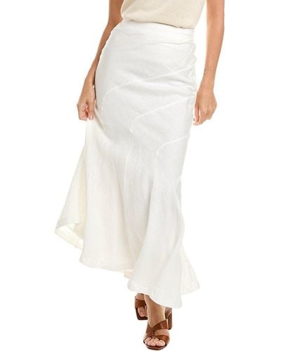 Nicholas Aveline Bias Seamed Linen Midi Skirt - White