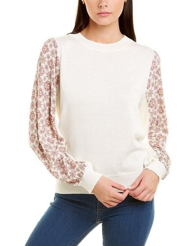 Fate Contrast Sleeve Sweater - White