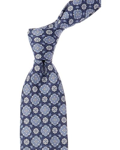 J.McLaughlin Foulard Silk Print Tie - Blue