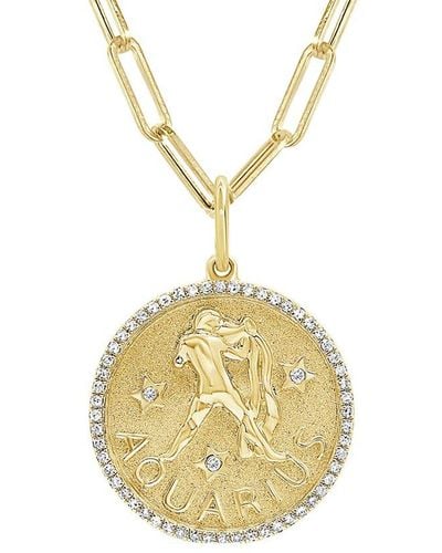 Sabrina Designs 14k 0.21 Ct. Tw. Diamond Zodiac Aquarius Necklace - Metallic