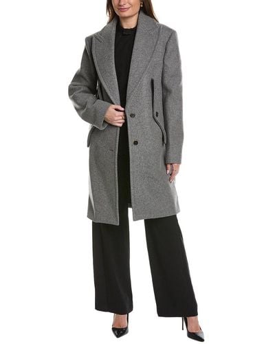 Michael Kors Reefer Melange Coat - Gray