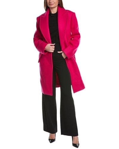 Michael Kors Wool Melton Reefer Coat - Red