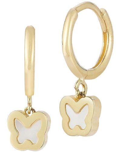 Ember Fine Jewelry 14k Pearl Butterfly Huggie Earrings - Metallic