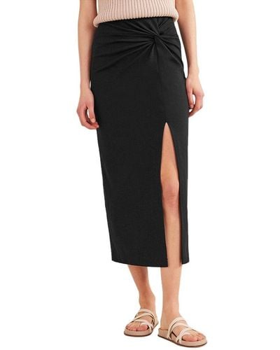 Boden Knot Detail Jersey Midi Skirt - Black