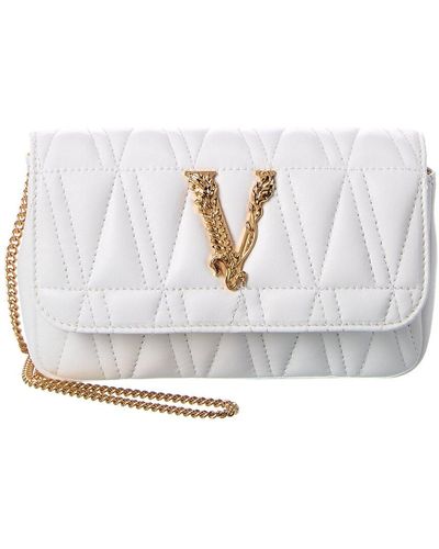 Versace Virtus Quilted Leather Evening Bag - White