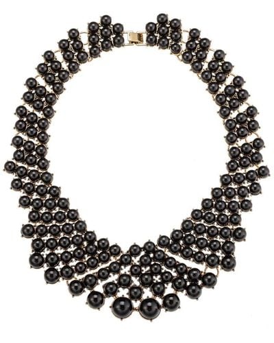Eye Candy LA Luxe Collection Glass Pearl Emma Collar Statement Necklace - Black