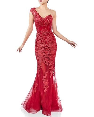 Terani Asymmetrical One Shoulder Long Dress - Red