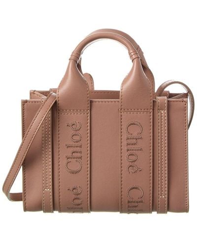 Chloé Woody Mini Leather Tote - Brown