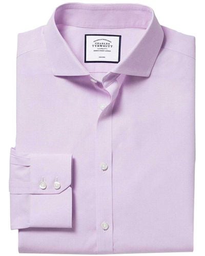 Charles Tyrwhitt Non-iron 4 Way Stretch Pow Check Shirt - Purple