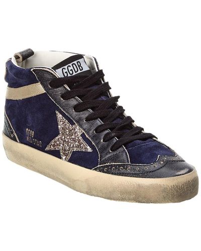 Golden Goose Mid Star Leather & Suede Trainer - Blue