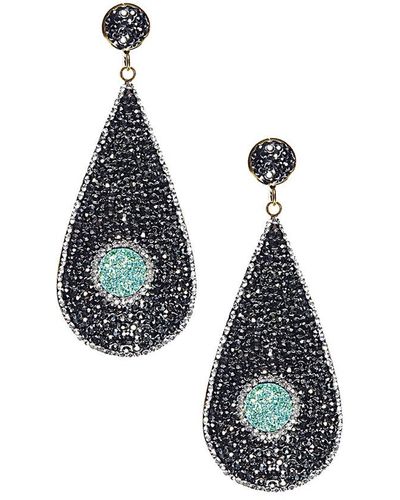 Eye Candy LA 5 O'clock Sparkling Teal Drusy And Hematite Stones - Blue