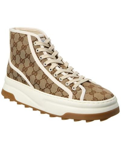 Gucci Gg Canvas High-Top Trainer - Natural