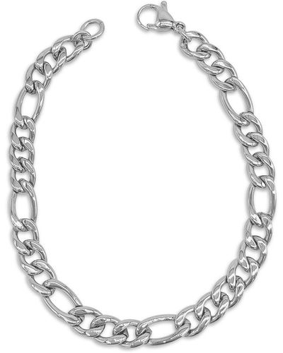 Adornia Rhodium Plated Figaro Chain Bracelet - Metallic