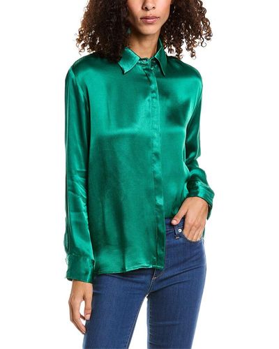 Dress Forum Satin Button-down Shirt - Green