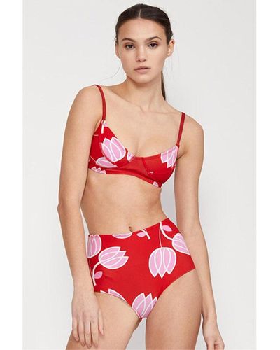 Cynthia Rowley Tulip Printed Bikini Top - Red