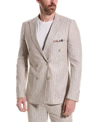 Paisley & Gray Soho Slim Fit Linen-blend Jacket - Grey