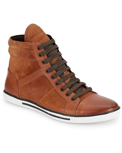 Kenneth Cole Sun-down Leather & Suede High-top Sneakers - Brown