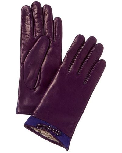 Portolano Cashmere-lined Leather Gloves - Purple