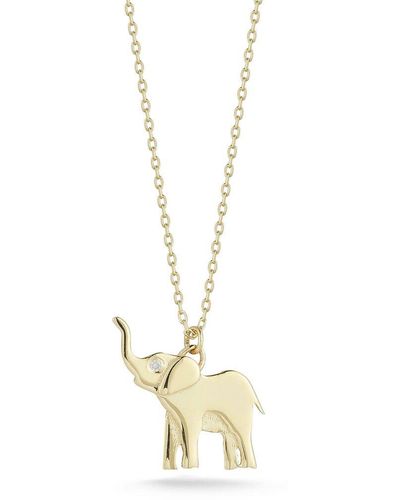 Ember Fine Jewelry 14k 0.01 Ct. Tw. Diamond Elephant Necklace - Metallic