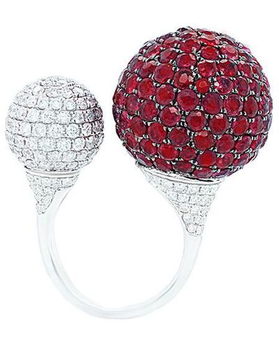 Diana M. Jewels Fine Jewelry 18k 13.67 Ct. Tw. Diamond & Sapphire Ring - Red