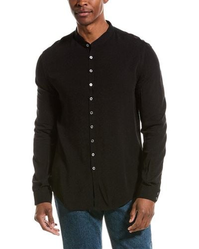 John Varvatos Multi Button Band Collar Shirt - Black