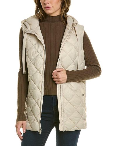 Marc New York Longline Quilted Zip Front Vest - Natural