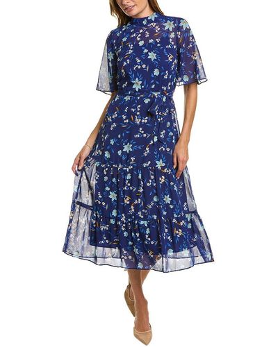 Maggy London Belted Midi Dress - Blue