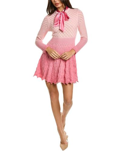 Alice + Olivia Alice + Olivia Gin Lace Silk & Wool-blend Mini Dress - Pink