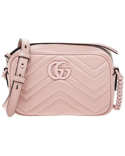 Gucci GG Marmont Mini Matelasse Leather Crossbody - Pink