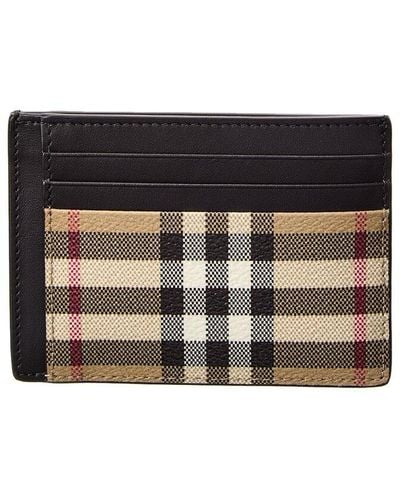 Burberry Vintage Check E-canvas & Leather Card Holder - Multicolor