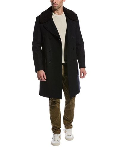 The Kooples Slim Fit Wool-blend Coat - Black