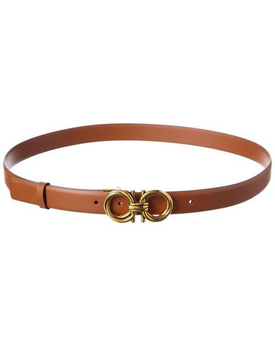 Ferragamo Gancini Adjustable Leather Belt - Brown