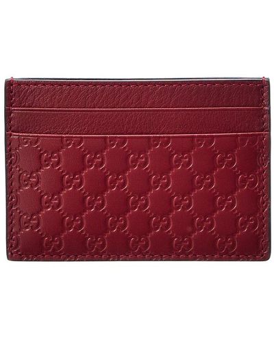 Gucci Embossed Leather Card Holder - Red