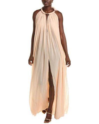 Bronx and Banco Japera Halter Neck Silk-blend Gown - Natural