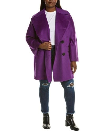 Marina Rinaldi Naturale Wool Coat - Purple
