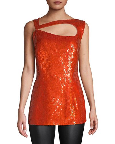 ESCADA Gladiola Sleeveless Sequin Top - Orange