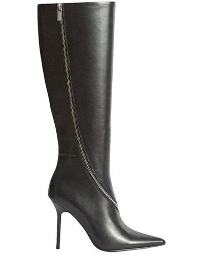 Reiss Hoxton Leather Knee Boot - Black