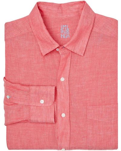 J.McLaughlin Solid Gramercy Linen Woven Shirt - Pink
