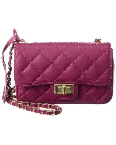 Persaman New York Rosalie Quilted Leather Crossbody - Purple