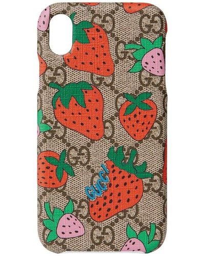 Gucci Gg Supreme Strawberry Iphone Xr Case Cover - White