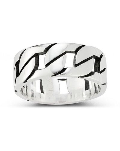 YIELD OF MEN Yield Of Silver Curb Chain Ring - White