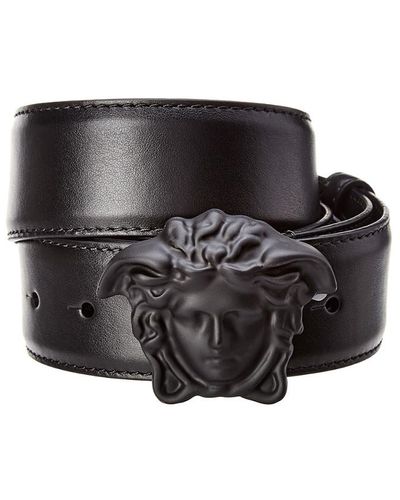 Versace Medusa Buckle Palazzo Leather Belt - Black