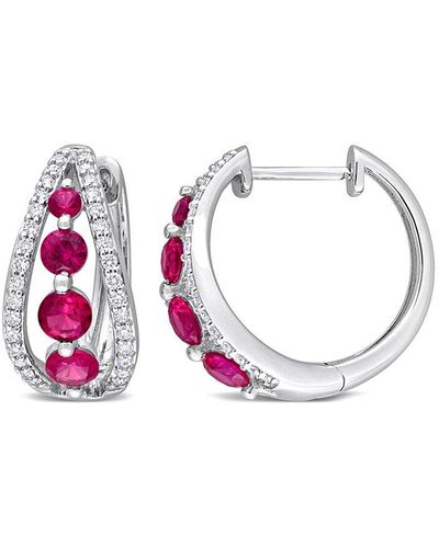 Rina Limor 14k 2.29 Ct. Tw. Diamond & Created Ruby Earrings - Multicolour