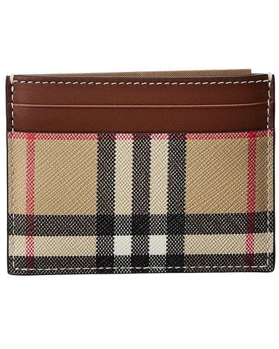 Burberry Vintage Check E-canvas & Leather Card Holder - Brown