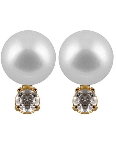 Masako Pearls 14k 0.20 Ct. Tw. Diamond & 8-9mm Akoya Pearl Earrings - Multicolor