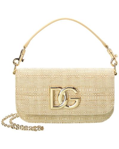 Dolce & Gabbana Dg Logo Raffia Shoulder Bag - Metallic